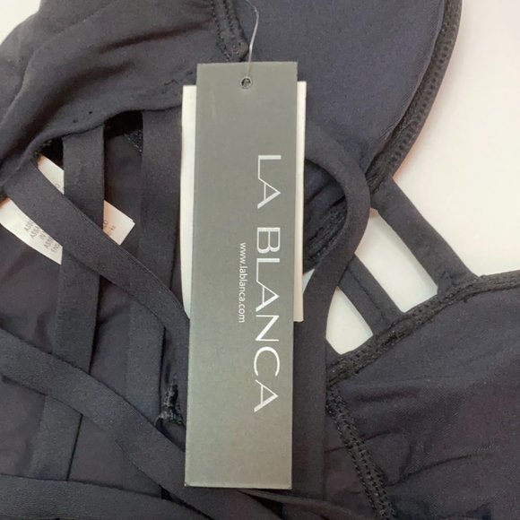 NWT La Blanca Strap Halter Black One Piece Swimsuit - Picture 5 of 5